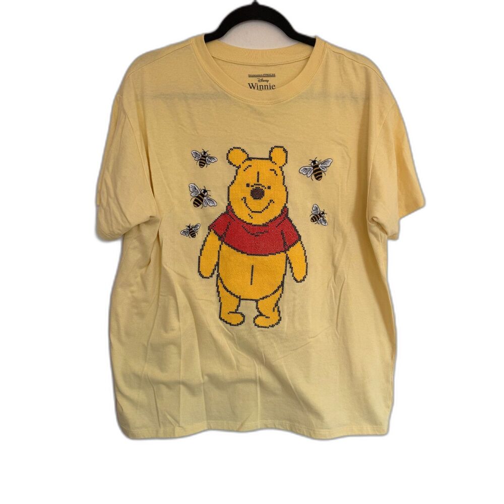 Disney Winnie the Pooh Graphic T-Shirt Yellow Bees XL Short Sleeve Cotton Tee
